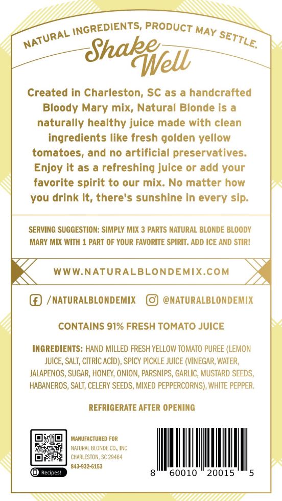 Natural Blonde Golden Bloody Mary Mix