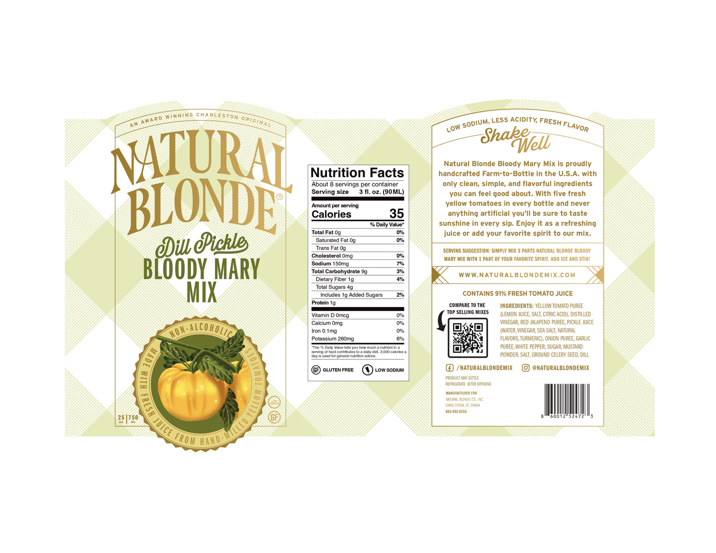 Natural Blonde Dill Pickle Bloody Mary Mix -  750 ml